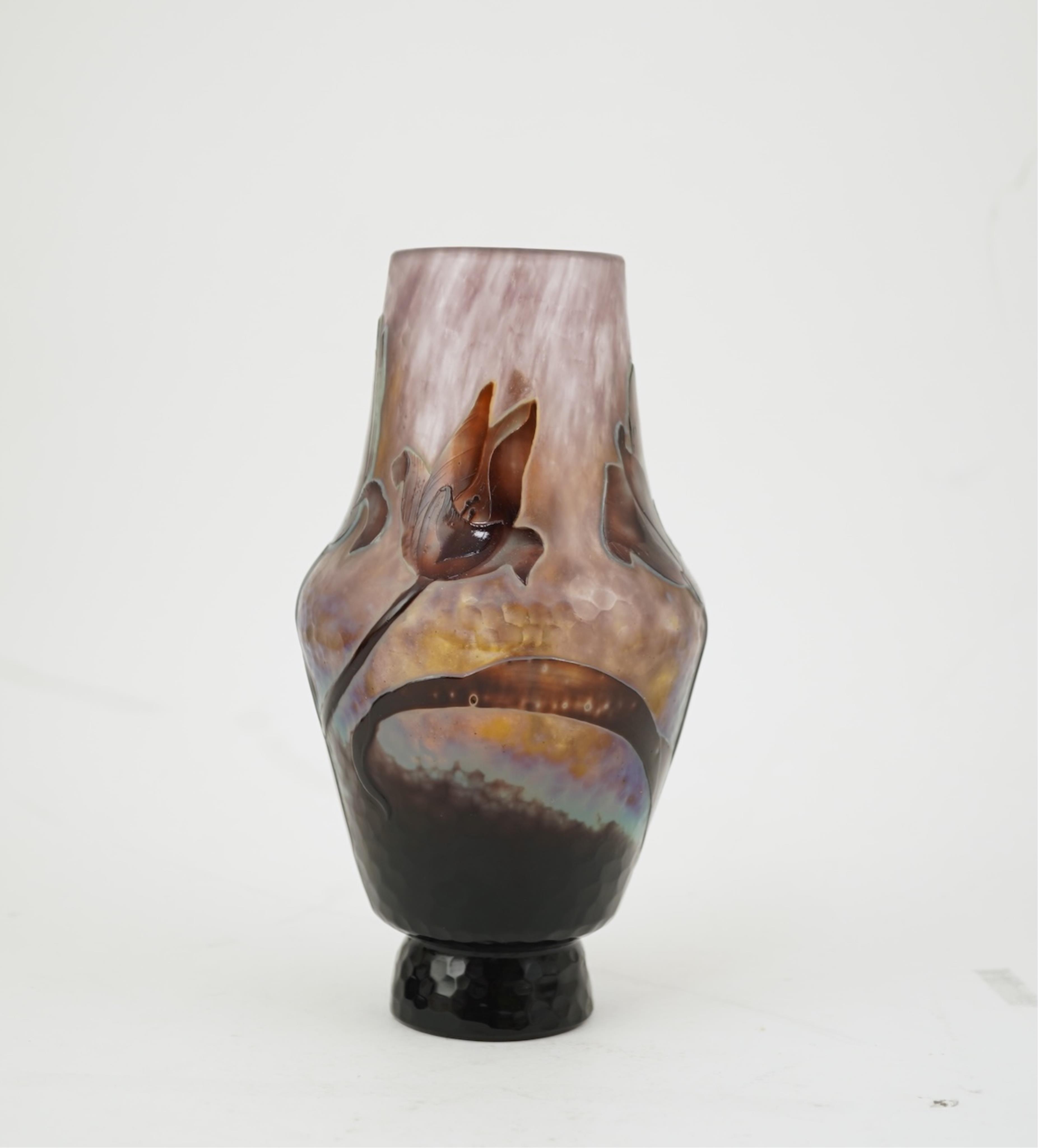 A Daum Freres cameo glass ‘tulipe’ vase